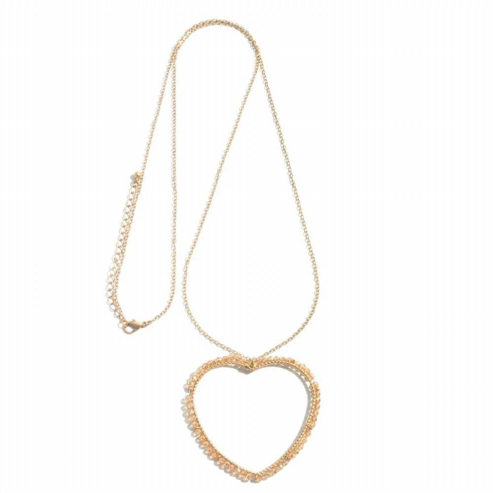 NEW JUDSON & CO. women's beaded heart pendant necklace in champagne/gold